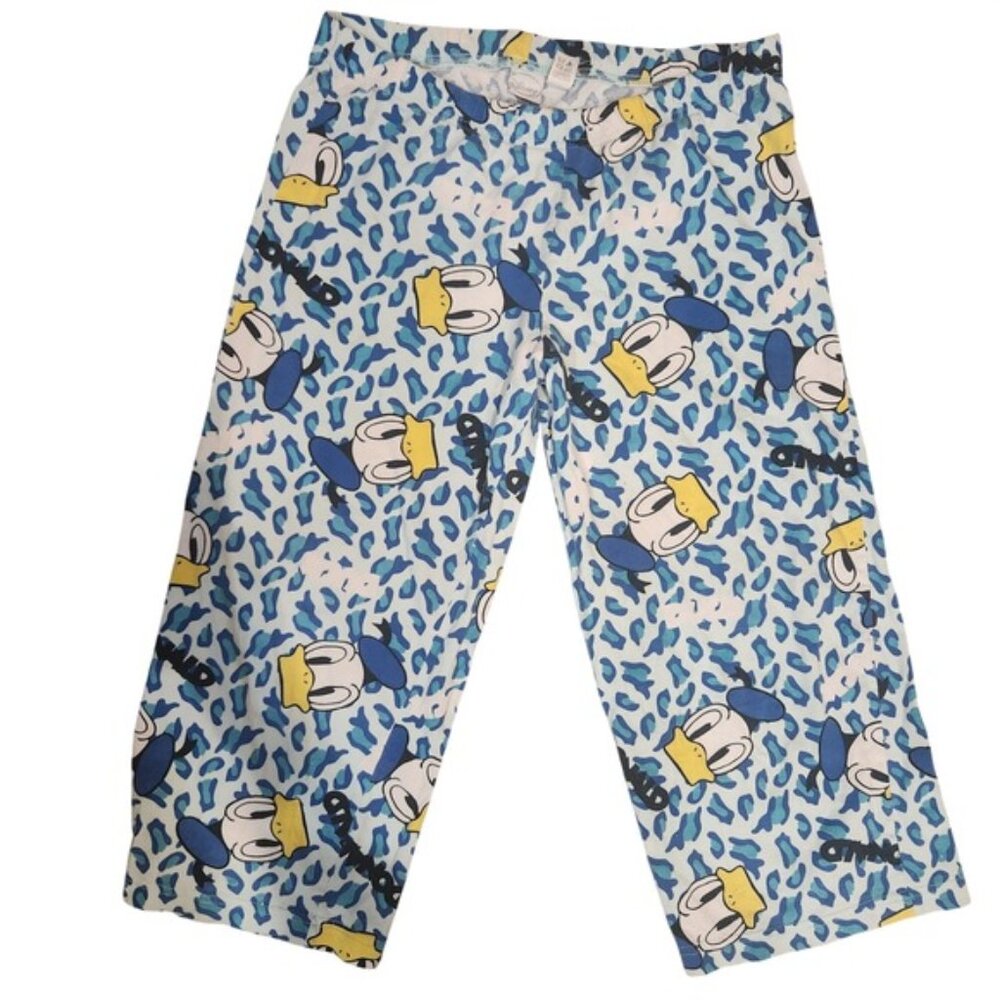Disney Donald Duck capris sparkle Leopard Print‎ Pajama Pants Lounge Size M